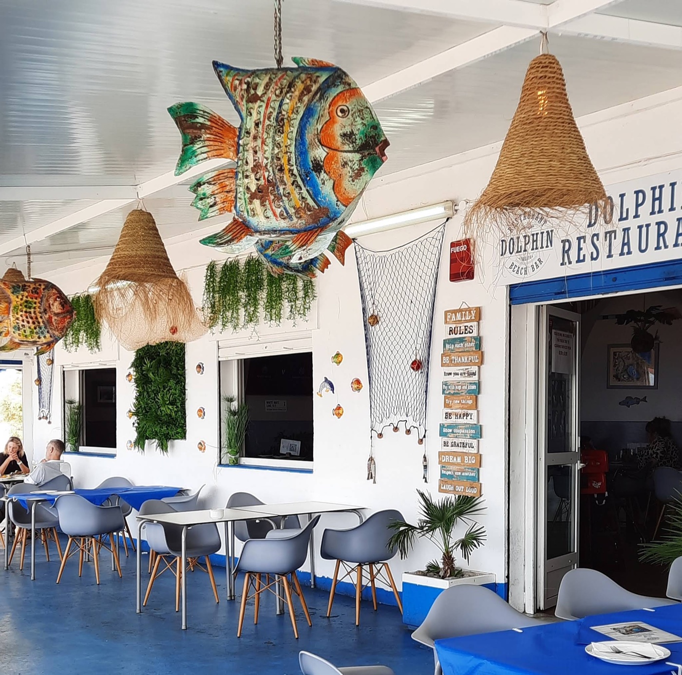 The dining room with its fish decorations
